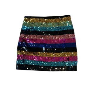 EXPRESS Sequin Rainbow Striped Miniskirt Bodycon Mini  Size XXS PRIDE  Sexy
